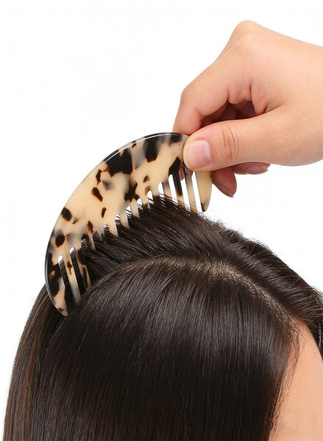 Finrray 2PCS Tortoiseshell Hair Combs Large Cellulose Acetate Wide Tooth Comb French Grooming Hairstyle Accessories for Thick, Curly, Wet Dry Hair (Moon) - Image 2