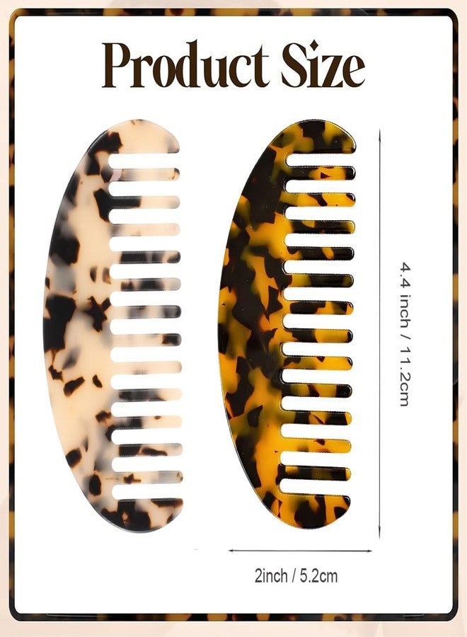 Finrray 2PCS Tortoiseshell Hair Combs Large Cellulose Acetate Wide Tooth Comb French Grooming Hairstyle Accessories for Thick, Curly, Wet Dry Hair (Moon) - Image 5