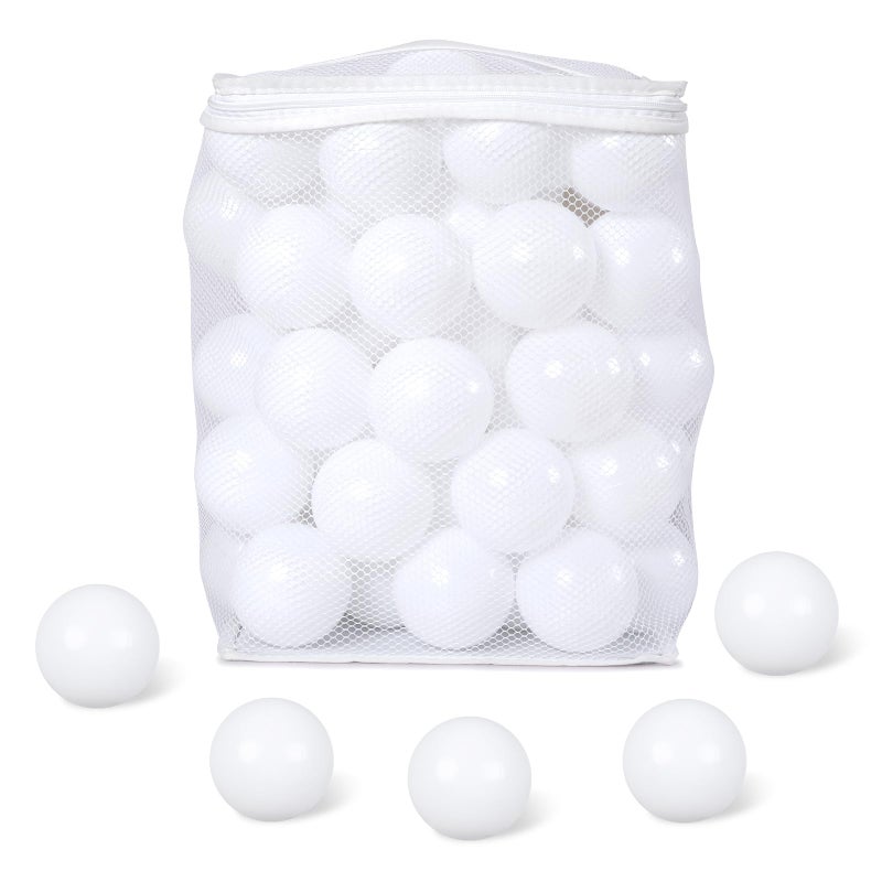 GUESVOT 2.75 Inch Big Ball Pit Balls - Crush Proof Plastic Balls for Ball Pit Pack of 50pcs Set for Toddlers Ball Pool Playtent Tunnels with Reusable Storage Bag (White) - Image 2
