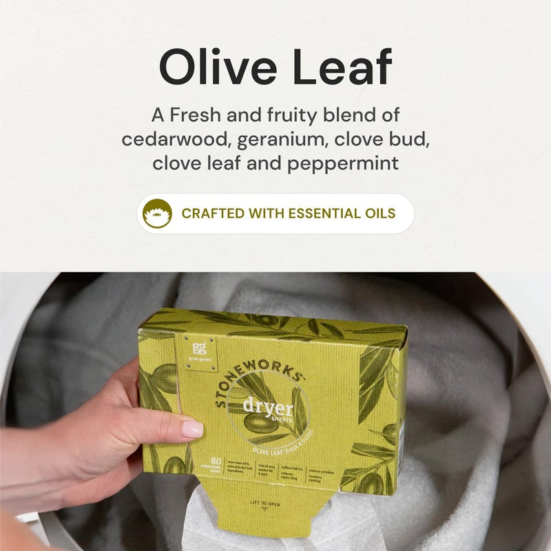 Grab Green Stoneworks Cruelty-Free Dryer Sheets | Softens Fabrics, Freshens Clothing & Reduces Static-Cling and Wrinkles | Plant Based | Birch Branch Scent (80 Sheets) - Image 5