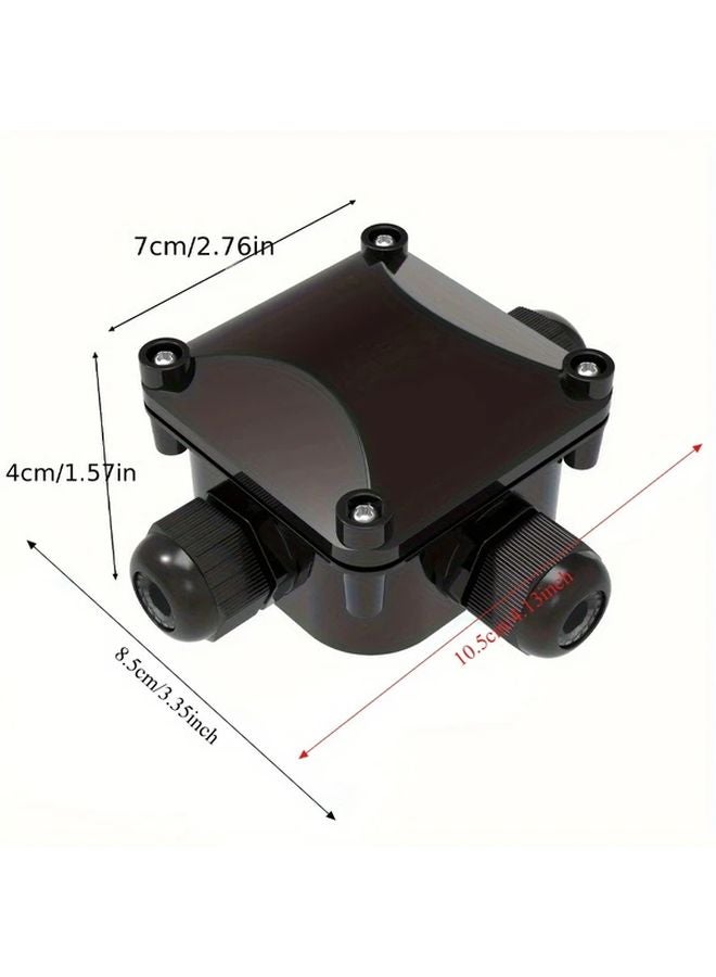 Black Three Hole Heavy Duty Weatherproof Electrical Junction Box - Image 3
