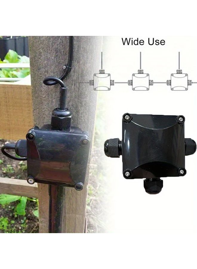 Black Three Hole Heavy Duty Weatherproof Electrical Junction Box - Image 5