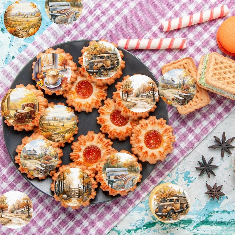 Fyeoxle 36PCS Edible Happy Fall Day Cupcake Toppers Wafer Paper Fall Scene Decorations Edible Autumn Leaves Cupcake Picks for Autumn Party Birthday Decor Supplies - Image 5