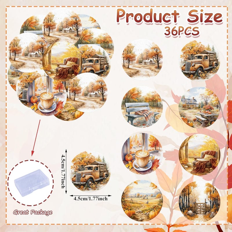 Fyeoxle 36PCS Edible Happy Fall Day Cupcake Toppers Wafer Paper Fall Scene Decorations Edible Autumn Leaves Cupcake Picks for Autumn Party Birthday Decor Supplies - Image 3