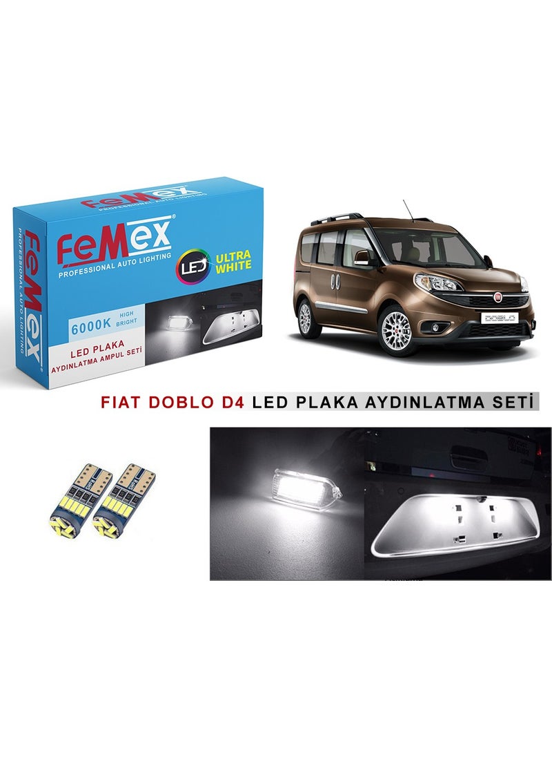 Femex Fiat Doblo D4 LED License Plate Light Bulb Set Bright White  - Image 1