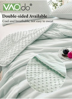 VAOdo Home Waffle Cooling Quilt Cool Touch Fabric Absorbs Body Heat Double Sided Lightweight Cooling Blanket for Hot Sleepers Summer Breathable Bedding Quilt for Night Sweating  - Image 4