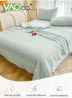 VAOdo Home Waffle Cooling Quilt Cool Touch Fabric Absorbs Body Heat Double Sided Lightweight Cooling Blanket for Hot Sleepers Summer Breathable Bedding Quilt for Night Sweating  - Image 2