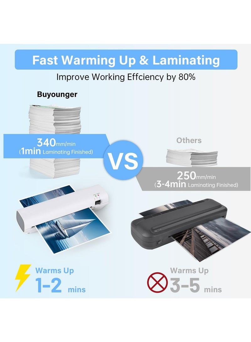 OSMILE Laminator Machine with 6 Laminating Sheets, 9 Inch Laminator Hot & Cold for A4/A5/A6, Thermal Laminating Machine for Home School Office - Image 2