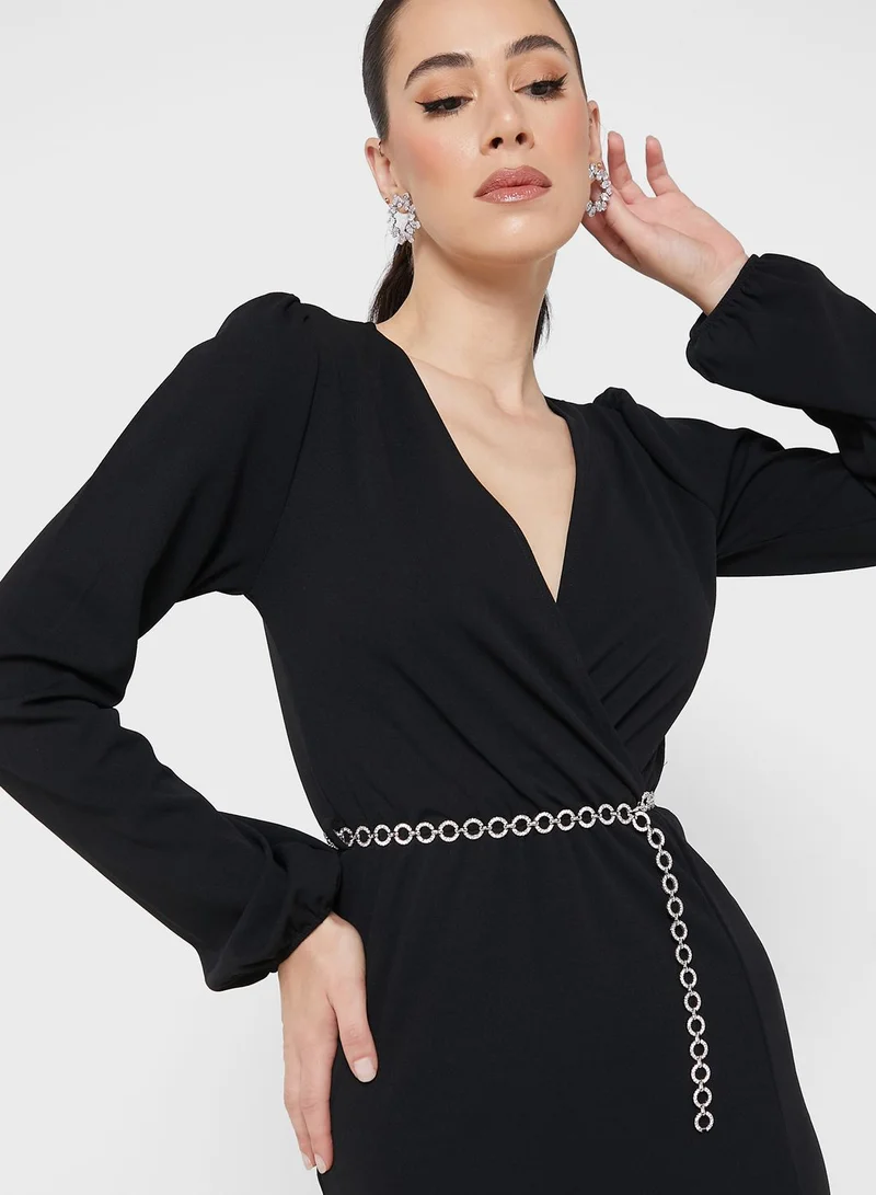 QUIZ Belted Side Split Dress