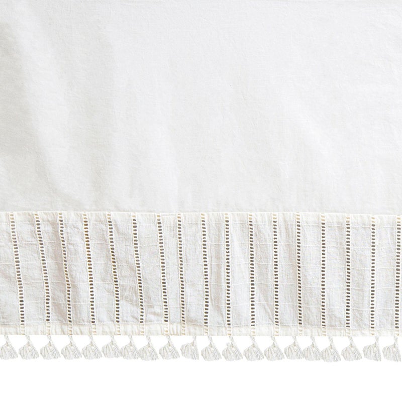 Crane BABY Crane Baby Boho Cotton Baby Crib Skirt with Fringe White Bed Skirt Fits Standard Cribs Skirting 28 X 52 X 8 Off White Neutral Crib Skirts for Nursery 