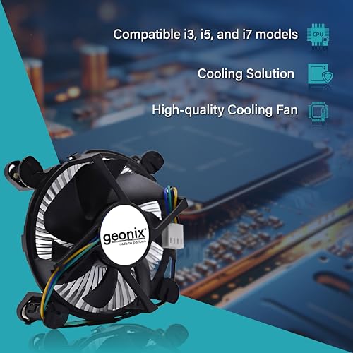 Geonix LGA 1200 CPU FAN I Black I Low Power Cosumption I Optimal Cooling Performance I 1 Year Warranty - Image 2