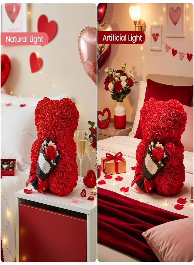Otlonpe Mothers Day Rose Bear Gifts for Mom - Women Gifts for Mother's Day Christmas Valentines Anniversary Birthday - Cute Roses Flowers Bear Gift for Girlfriend Wife Daughter Mom, 9-inch (Red) - Image 4
