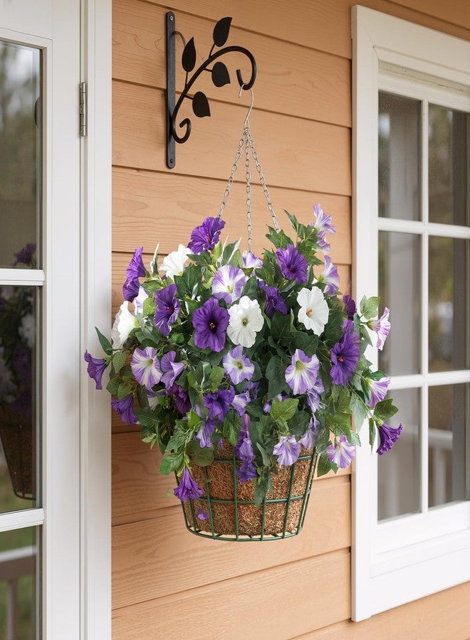 CITYES 2 Pcs Artificial Fake Flowers for Outdoors Decoration Artificial Plants Realistic Silk Petunias UV Resistant Faux Flowers for Outdoor Planters Outside Garden Balcony Yard Porch Purple White - Image 5