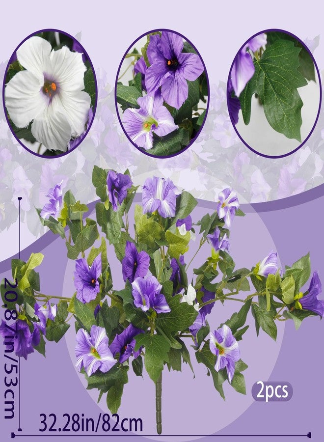 CITYES 2 Pcs Artificial Fake Flowers for Outdoors Decoration Artificial Plants Realistic Silk Petunias UV Resistant Faux Flowers for Outdoor Planters Outside Garden Balcony Yard Porch Purple White - Image 2