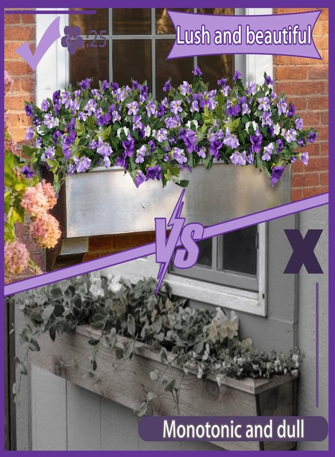 CITYES 2 Pcs Artificial Fake Flowers for Outdoors Decoration Artificial Plants Realistic Silk Petunias UV Resistant Faux Flowers for Outdoor Planters Outside Garden Balcony Yard Porch Purple White - Image 3