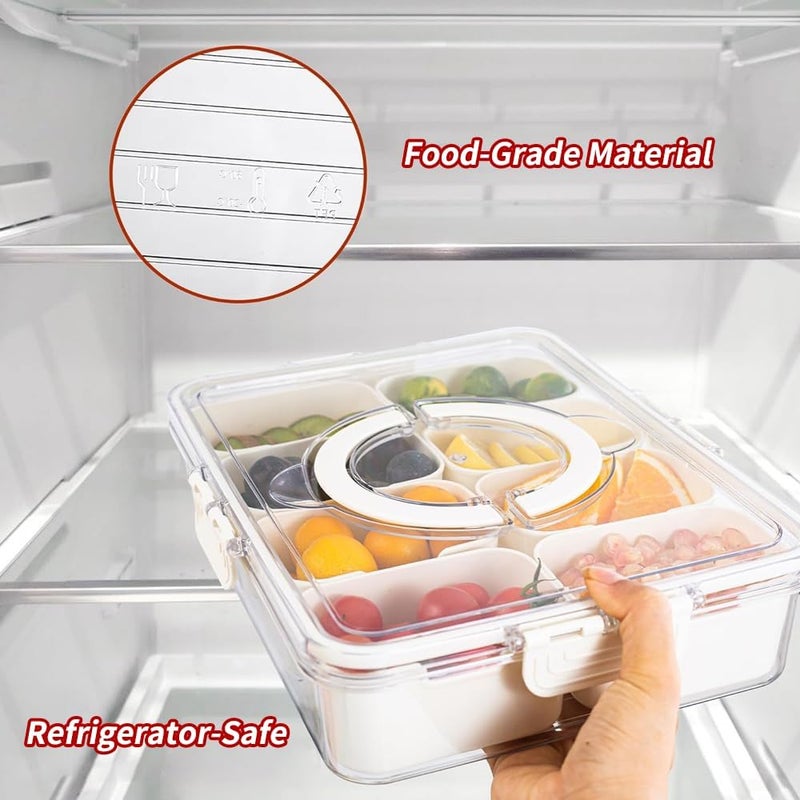 KocelFir Snack Box Container, 2 Pack Divided Serving Tray with Lid and Handle Snackle Box Container, Snack Organizer for Adults Fruit, Veggie, Perfect for Party, Entertaining - Image 4
