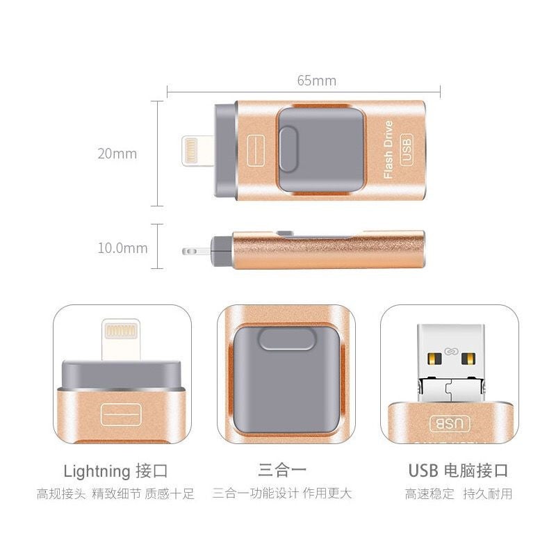 Suitable For Apple Android Mobile Phone Computer Three-Use Usb Creative High-Speed U Disk Ipadmini Expansion Container Otg - Image 4