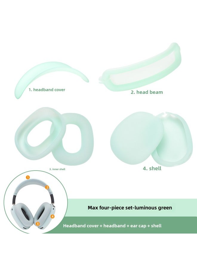 Generic - Digital Computer/bluetooth Headset Case/bluetooth Headset Shell Protective Cover For Airpods Pro-Color:max Four-piece Luminous Green ((head Beam + Beam + Ear Cap + Shell)-Model:Applicable To Airpods Max - Image 1