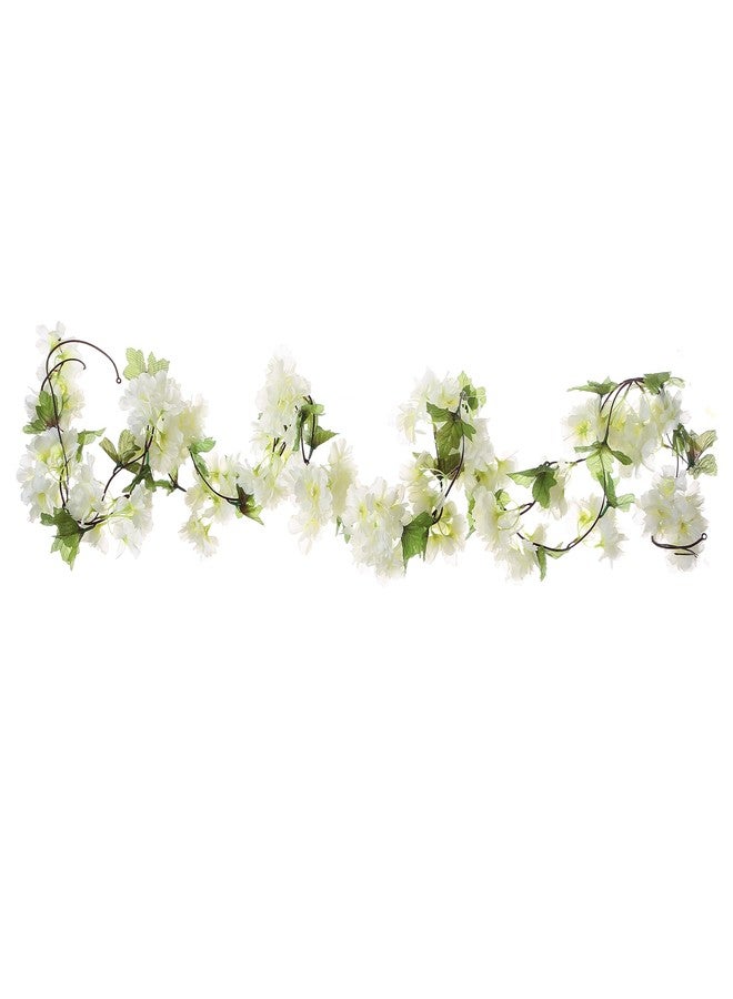 UUPP 2Pcs Artificial Cherry Blossom Flower Garland Silk Fake Hanging Flower Vines for Home Wedding Decoration 7.2FT, White - Image 5