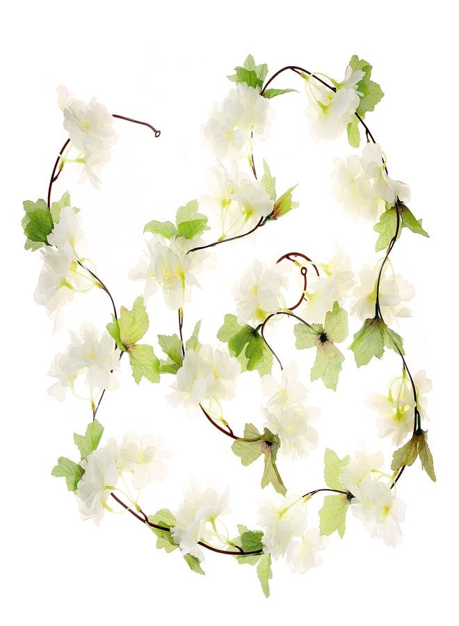 UUPP 2Pcs Artificial Cherry Blossom Flower Garland Silk Fake Hanging Flower Vines for Home Wedding Decoration 7.2FT, White - Image 3