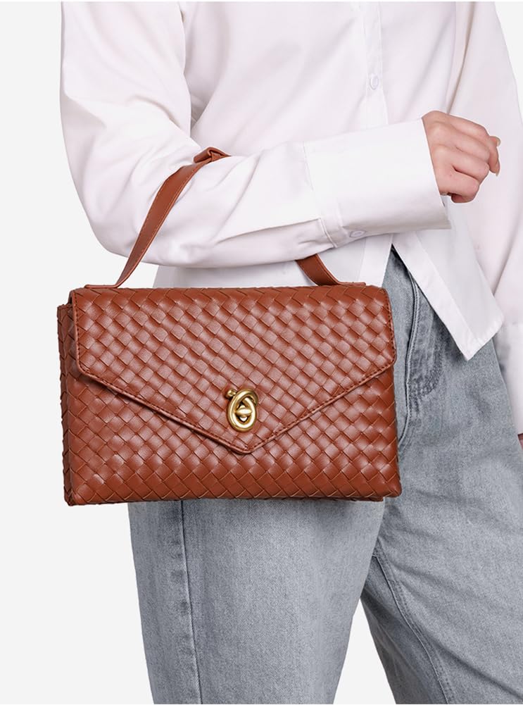 Upbull Trendy Woven Evening Clutch Purses Women PU Leather Evening Handbags Underarm Shoulder Crossbody Purse Wedding Wallet - Image 2