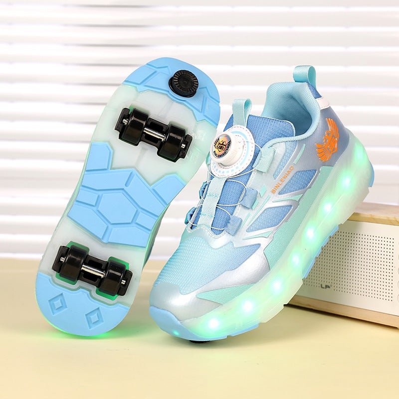 Children's Roller Skates 4-Wheel with Brake Removable LED Flashing for Boys - Image 2