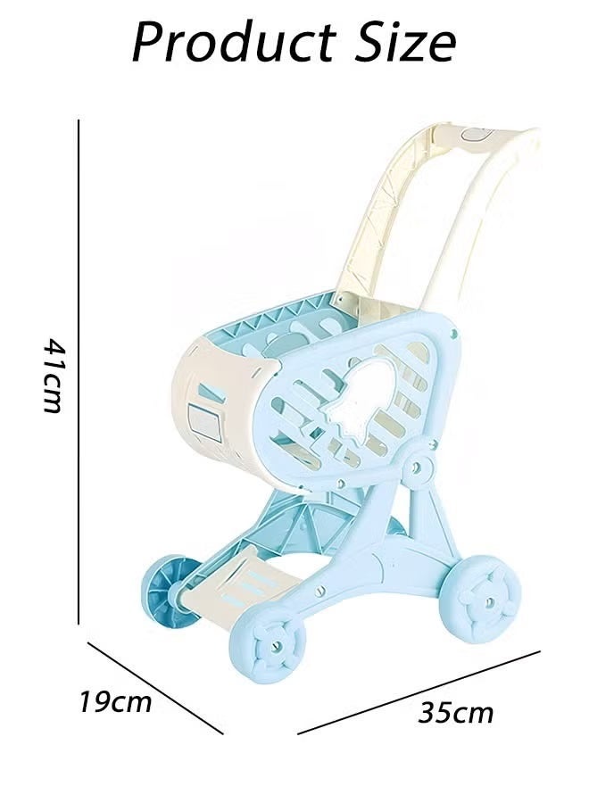 Children Cart Toy, Kitchen Role Play Cart Trolley Playset, Shopping Cart Trolley Play Toy with Free-Rolling Wheels, Little Helper's Shopping Cart Trolley for Kids, Easy Assembly Child-Safe and Durable, Mini Supermarket Cart Great for beginner walkers - Image 2