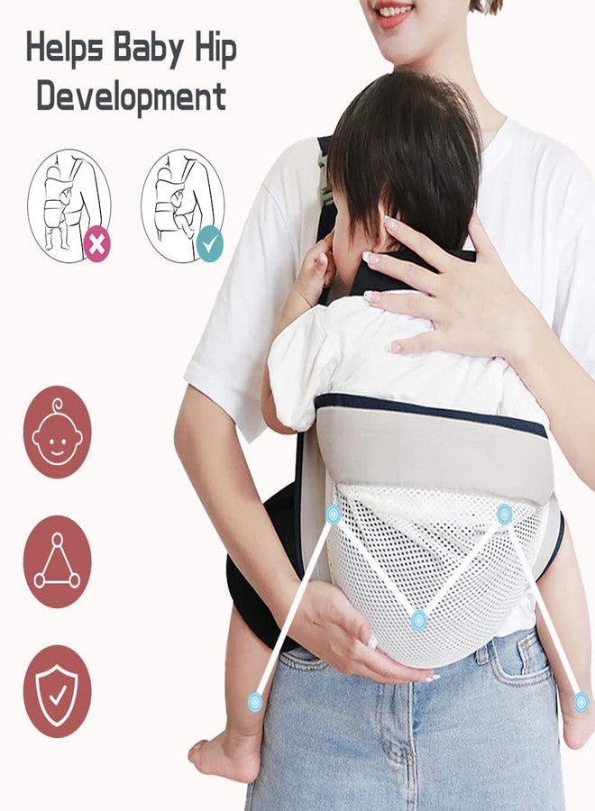 RAIYARAJ Baby Sling Carrier, Adjustable Baby Holder Half Wrapped Hip one Shoulder Labor-Saving, Natural Cotton with Breathable mesh Fabric for Newborn to Toddler up 45lbs (Grey) - Image 4