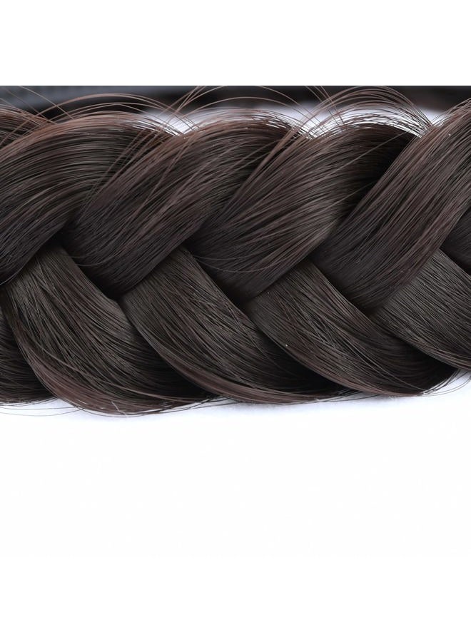 BOBIYA Wide Chunky Plaited Braided Headband Hair Band Synthetic Braid Hairpieces with Teeth Piano Two Tone Colors Accessories (W-Chocolate) - Image 4