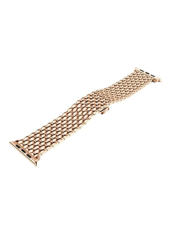 NIBEMINENT Dragon Grain Solid Stainless Steel Wrist Strap Band For Apple Watch Series 1/2/3 42mm Rose Gold - Image 2