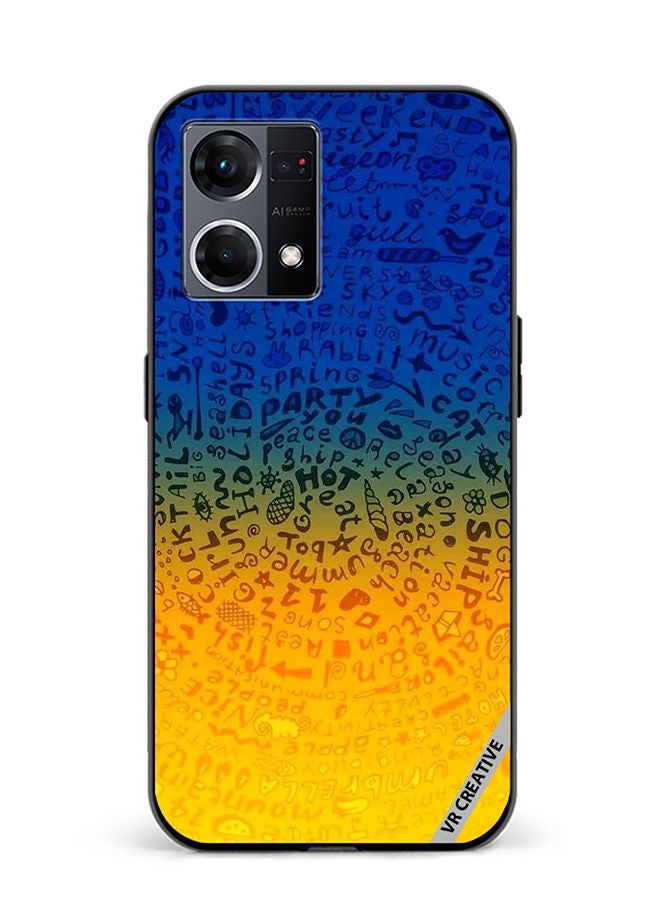 VR CREATIVE Protective Case Cover For Oppo Reno8 4G Words Mixture Design Multicolour - Image 1