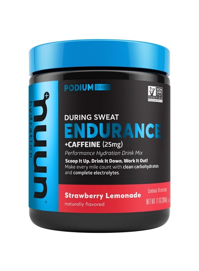 Nuun Hydration Endurance Powder, Strawberry Lemonade + Caffeine, Workout Support, 5 Essential Electrolytes for Hydration + Carbohydrates, Vegan, Non-GMO, (16 Servings - Canister)
