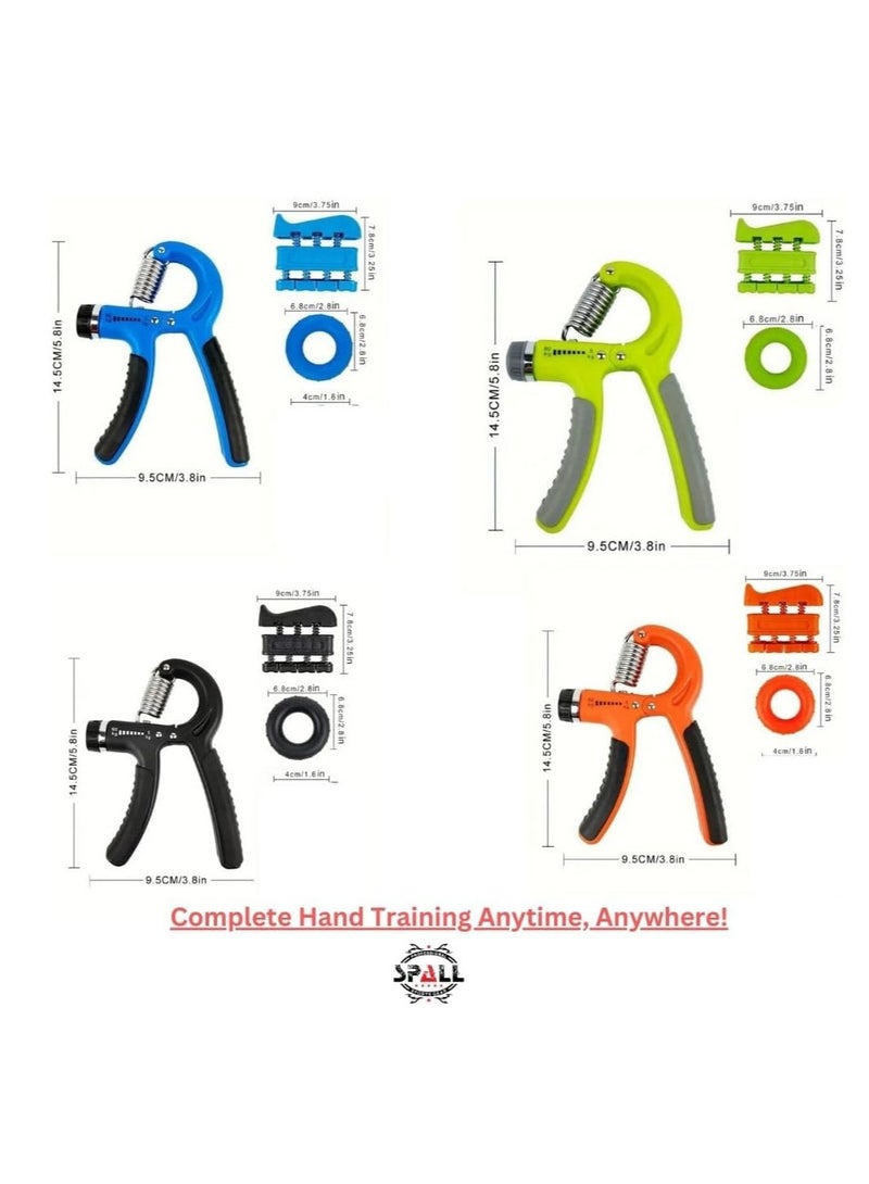 سبال مجموعة مكونة من 3 قطع لتمرين قوة القبضة - أداة تمرين قبضة اليد القابلة للتعديل، ومشد الأصابع، ومقوي الحلقات لتمرين اليد والأصابع والساعد - مثالية للرياضيين والموسيقيين وإعادة التأهيل - Image 3