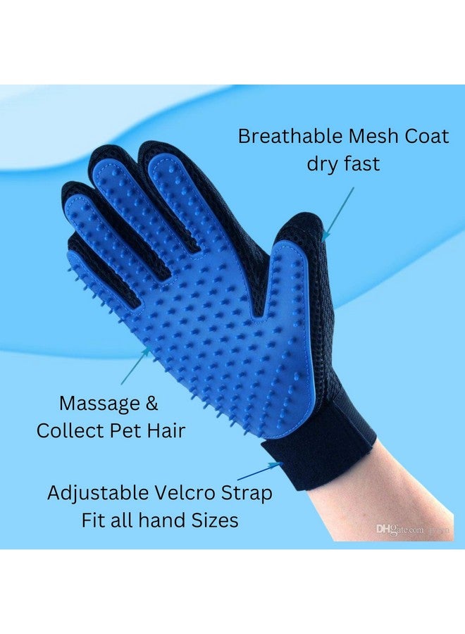 مجموعة العناية بالحيوانات الأليفة من ممسحة ذاتية التنظيف وقفاز تدليك لليدين للكلاب والقطط | قفاز تنظيف بزر ضغط وأسنان قابلة للسحب وشعيرات ناعمة (ممسحة مستطيلة + قفاز True Touch) - Image 4