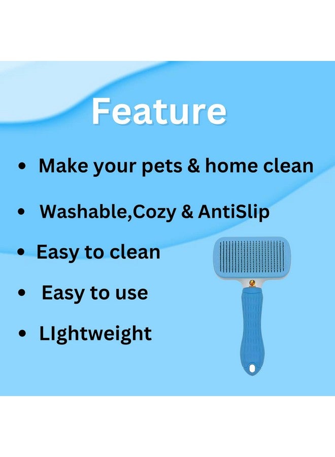 مجموعة العناية بالحيوانات الأليفة من ممسحة ذاتية التنظيف وقفاز تدليك لليدين للكلاب والقطط | قفاز تنظيف بزر ضغط وأسنان قابلة للسحب وشعيرات ناعمة (ممسحة مستطيلة + قفاز True Touch) - Image 5