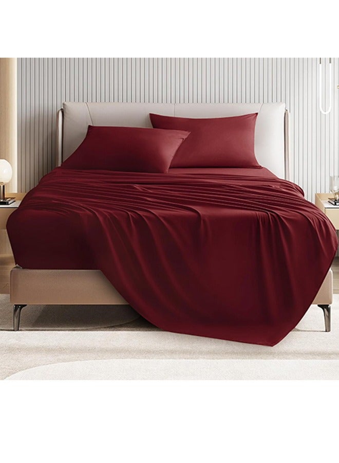 سنوز طقم ملاية عاديه قطعتين، 180*235 سم، دارك ريد - Image 1