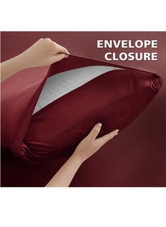 snooze Flat bed sheet set 2Pcs, 180*235 cm, Dark red  - Image 4