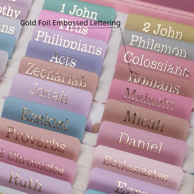 UPAFEXXI-Laminated Bible Tabs (Gold Foil Embossed Lettering), Bible Tabs for Women and Men, Reposition Large Print Stickers, Easy to Read and Apply, 80Chapters Labels for Easy Navigation - Image 2