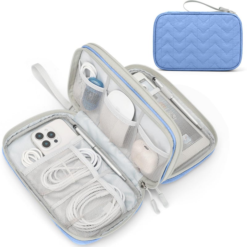Waterproof Travel Cable Organizer Bag with Double Layer Storage for Cords, Chargers, Phone and Earphone - Image 1