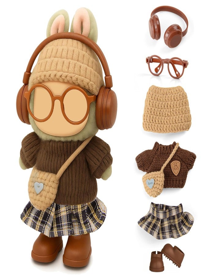 ibayda 17cm Doll Knit Style Outfits Clothes and Accessories Set Include: Hat, Sweater, Dress, Bag, Glasses, Earphone and Shoes (Doll Not Included) - Image 1