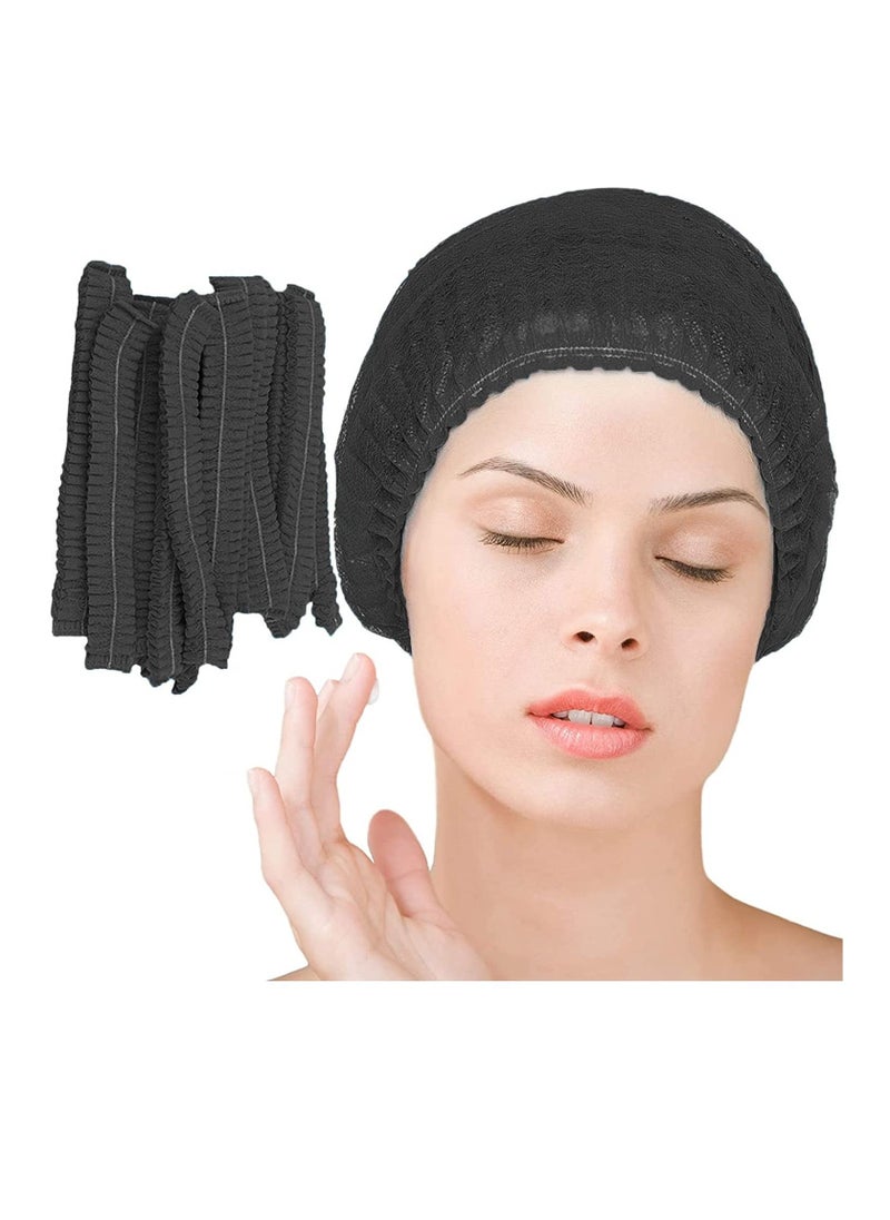 Generic - Disposable Bouffant Hair Net Kitchen Bathroom Cafeteria Restaurant Elastic Shower Cap Black 300pc - Image 1
