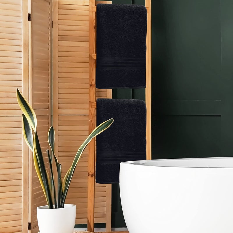 BOUTIQUO 100% Cotton 2 Pack Bath Towel Set 28x55 inches  Eco-Friendly Large Bath Towels Compact Quickdry Lightweight Soft & Highly Absorbent Bath Towel  Ideal for Everyday Gym Travel Camp Pool - Black - Image 4