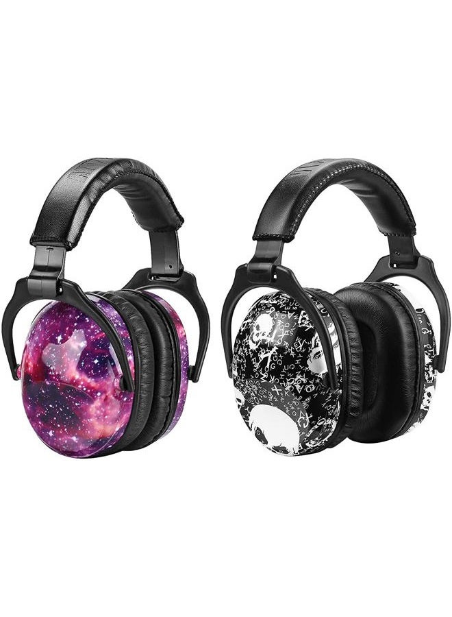 Zohan Kids Ear Protection 2 Pack, Hearing Protection Safety Ear Muffs for Children Have Sensory Issues, Adjustable Noise Reduction Earmuffs for Concerts, Fireworks, Air Shows(Nebula&SKULL) - Image 1