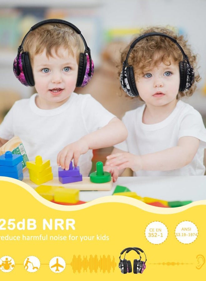 Zohan Kids Ear Protection 2 Pack, Hearing Protection Safety Ear Muffs for Children Have Sensory Issues, Adjustable Noise Reduction Earmuffs for Concerts, Fireworks, Air Shows(Nebula&SKULL) - Image 4