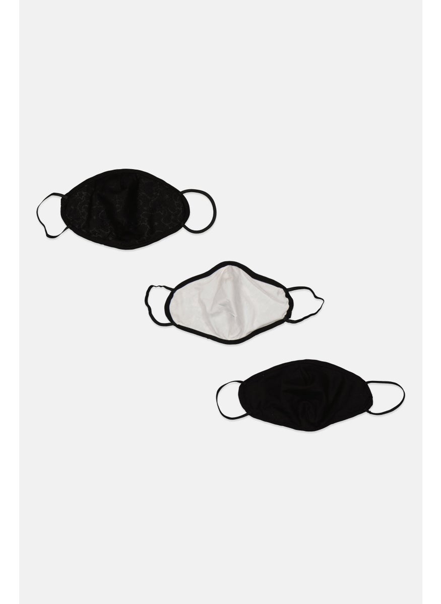 TOPSHOP - 3Pcs Solid And Printed Face Mask, Multicolor - Image 1