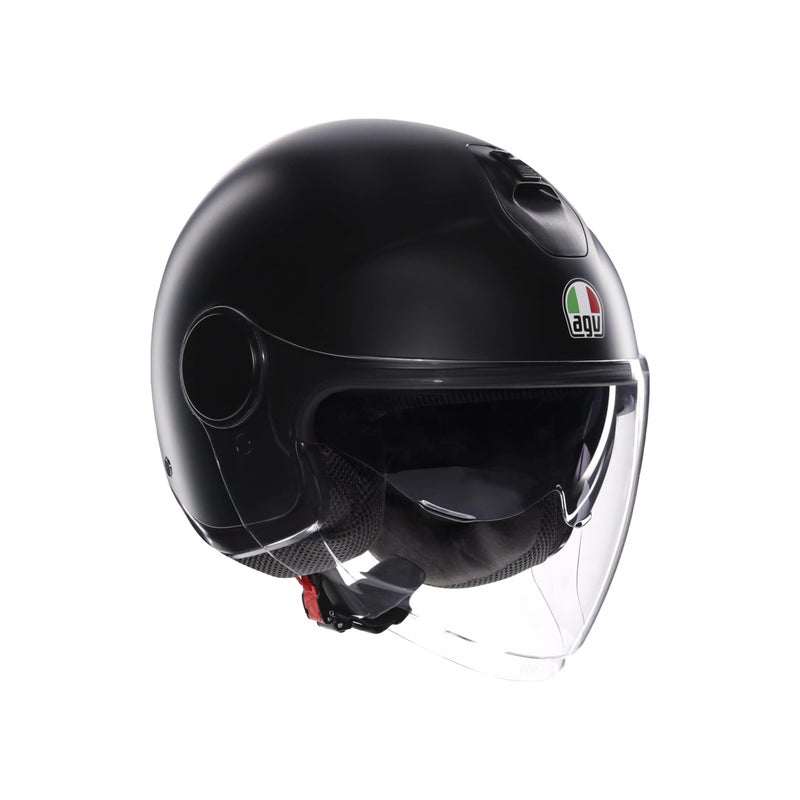 AGV AGV - ETERES E2206, Jet Unisex Motorcycle Helmet, Open Face Motorbike Helmet with Antitheft Ring, Anti-Scratch and Anti-UV Visor, Instant Sweat Absorption Technology, Matt Black, M  - Image 1