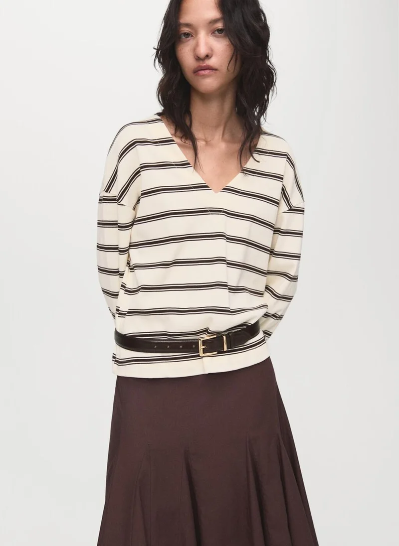 MANGO Striped cotton-blend sweatshirt