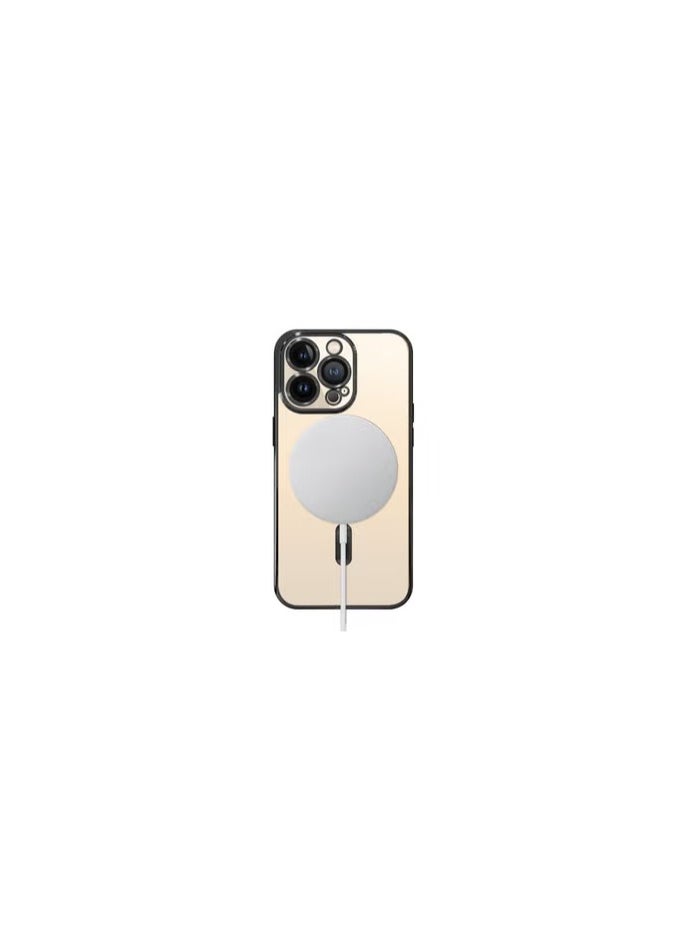 CATANES - iPhone 13 Pro Max Clear Case with MagSafe Wireless Charging Compatible Back Cover with Electroplating Shockproof Frame Black - Image 1