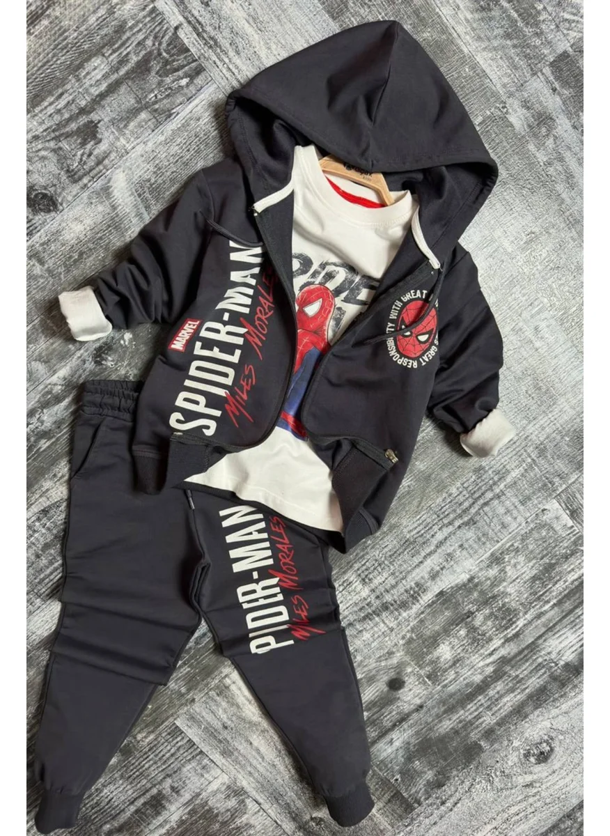 سبايدر مان Boy 3 Piece Hooded Set Tracksuit - 2 Yarn Lycra Fabric