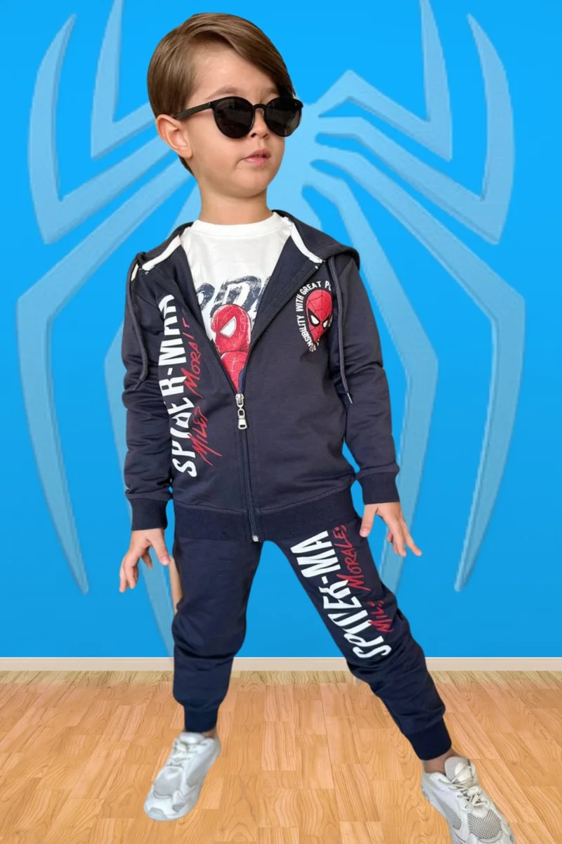 SPIDERMAN Boy 3 Piece Hooded Set Tracksuit - 2 Yarn Lycra Fabric